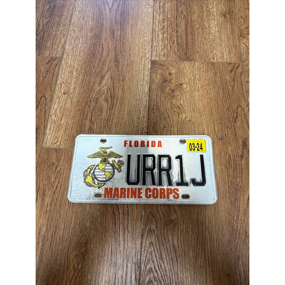 US Marine Corps License Plate Florida Tag URR1J USMC Military EGA 2024